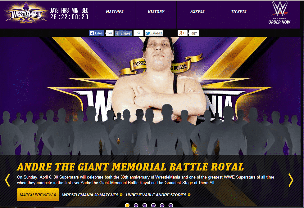 Andre the Giant Memorial Battle Royal en Wrestlemania XXX / wwe.com