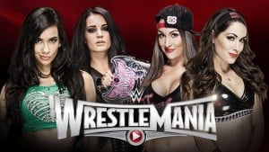 Paige y AJ vs The Bella Twins - Cartel final de Wrestlemania 31
