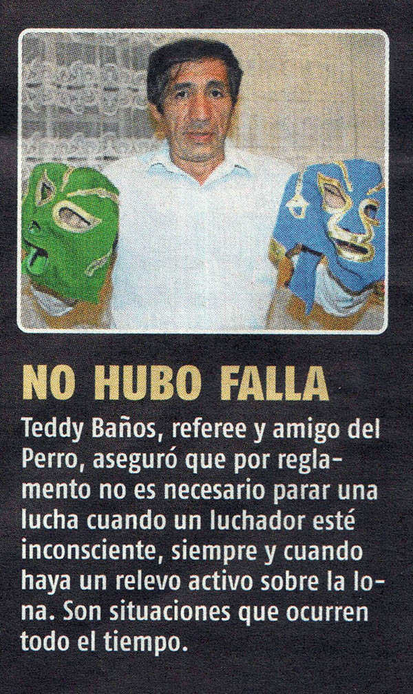 El réferi y colaborador de SÚPER LUCHAS, Teddy Baños, externó su opinión en el diario Pásala.