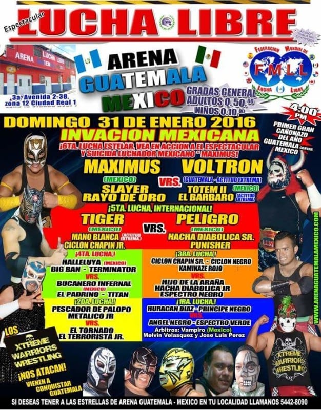 Cartel Arena Guatemala México para el 31 de enero.