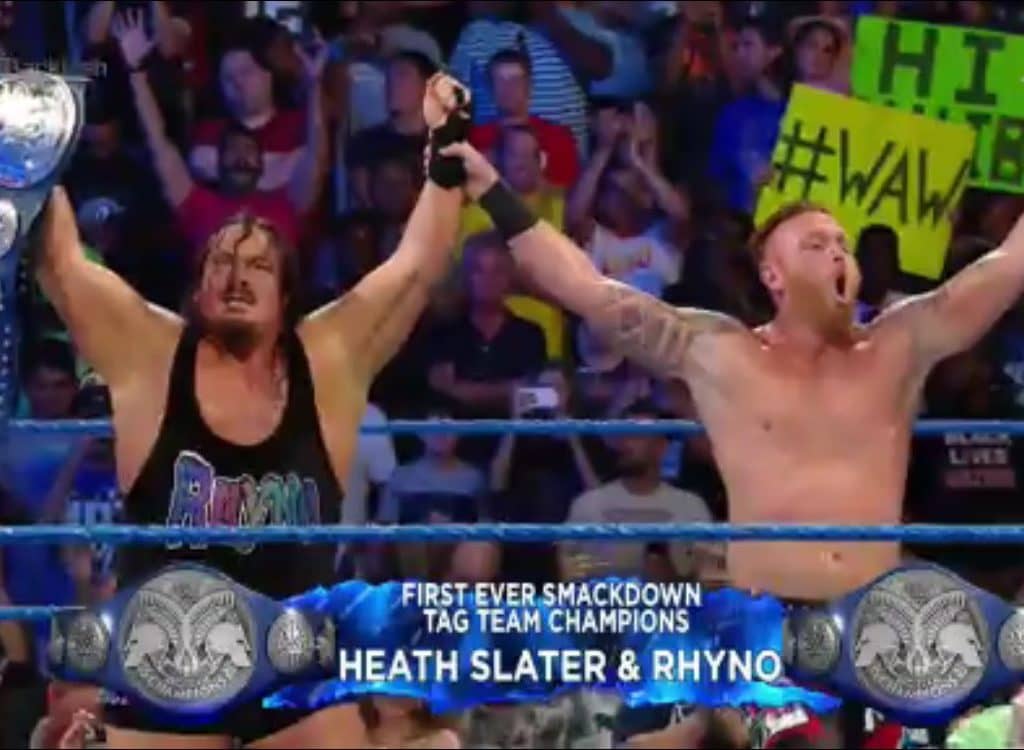 Rhyno y Heath Slater NUEVOS WWE Tag Team Champions de WWE SmackDown Live en WWE Backlash 2016 (11/09/2016) / Twitter.com/WWE