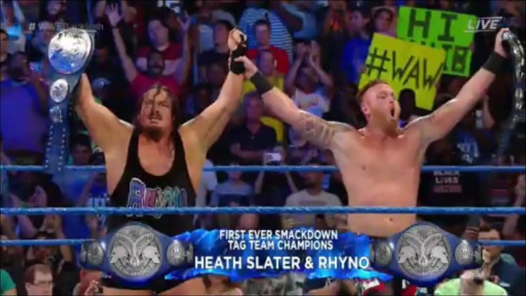 Rhyno y Heath Slater NUEVOS WWE Tag Team Champions de WWE SmackDown Live en WWE Backlash 2016 (11/09/2016) / Twitter.com/WWE