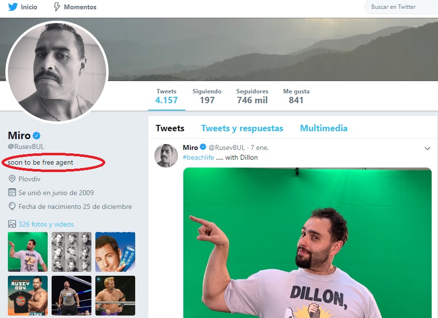 Rusev juega con la posibilidad de salir de WWE 2 ¿Rusev se va de WWE? / Twitter.com/RusevBUL