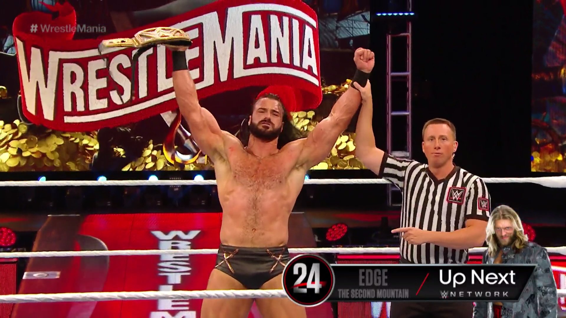 Drew McIntyre ganando el Campeonato WWE en WrestleMania 36