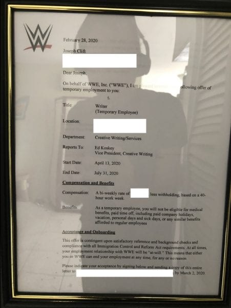 Foto | Se filtra cómo es el contrato de escritor de WWE