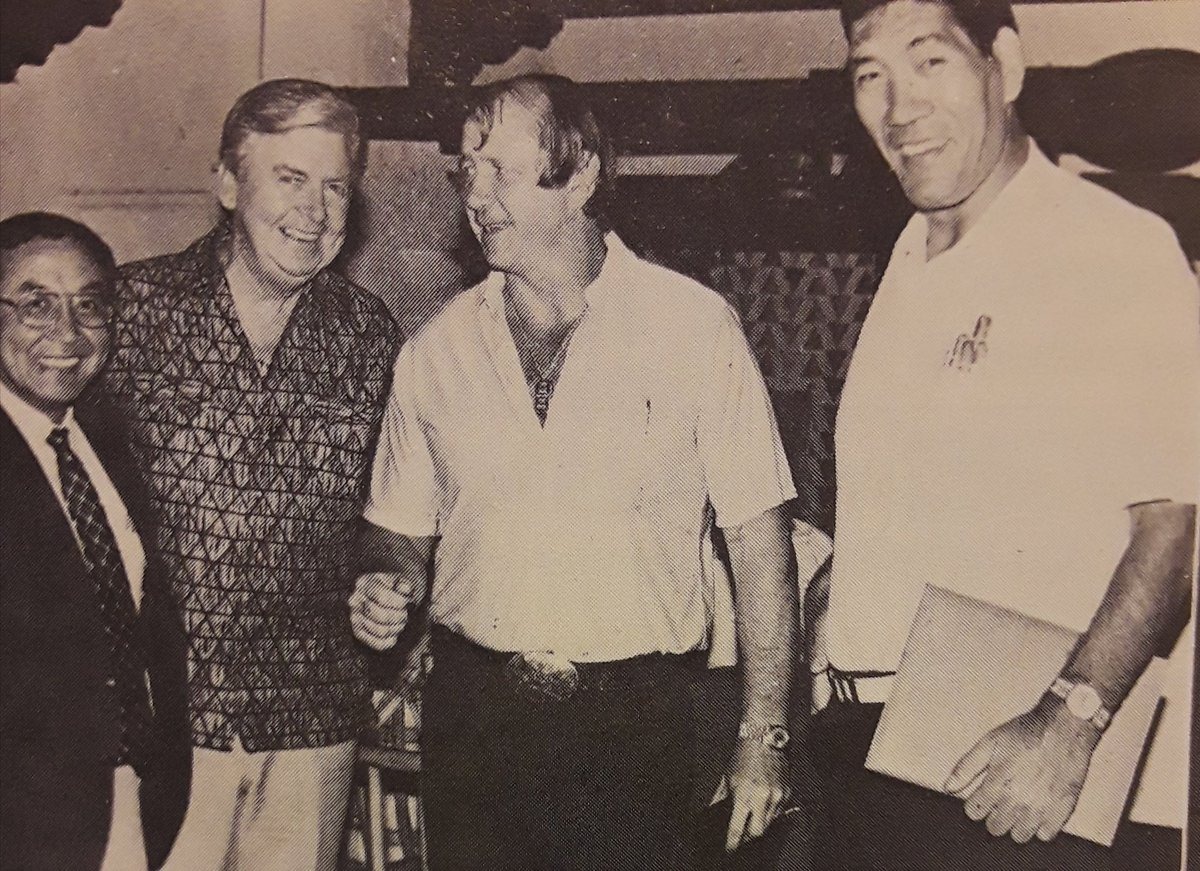 Hisashi Shinma, Vince McMahon Sr, Dory Funk Jr y Giant Baba