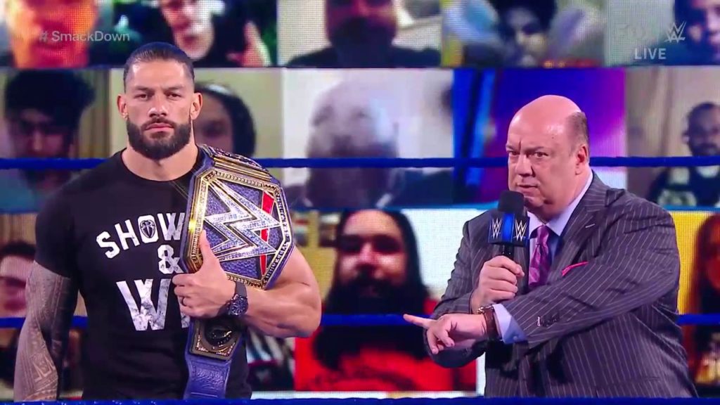 Roman Reigns y Paul Heyman en el episodio de SmackDown del 4 de septiembre de 2020
