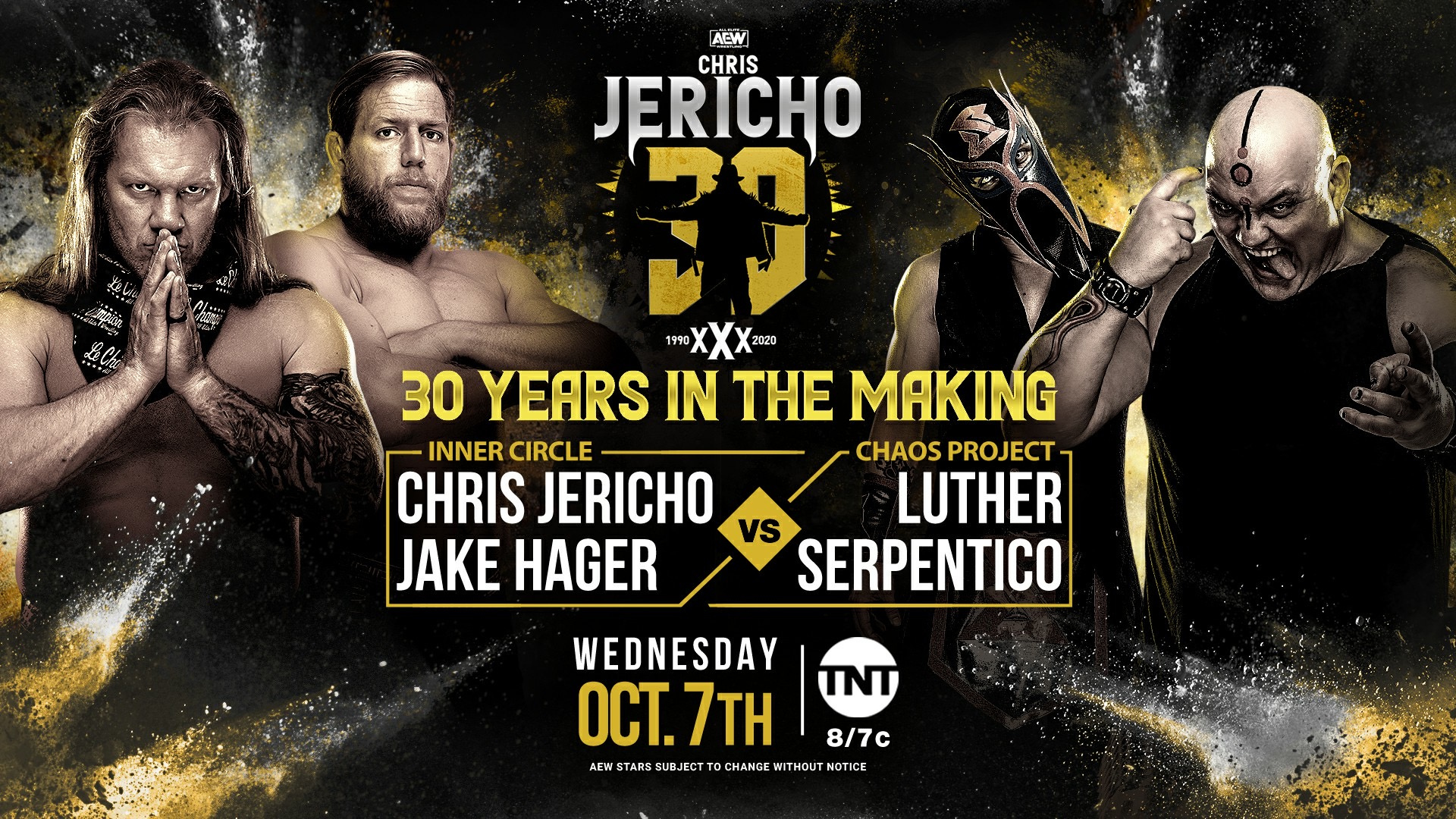 The Inner Circle (Chris Jericho y Jake Hager) vs. Chaos Project (Luther y Serpéntico) en AEW Dynamite (07/10/2020) / Twitter.com/AEW