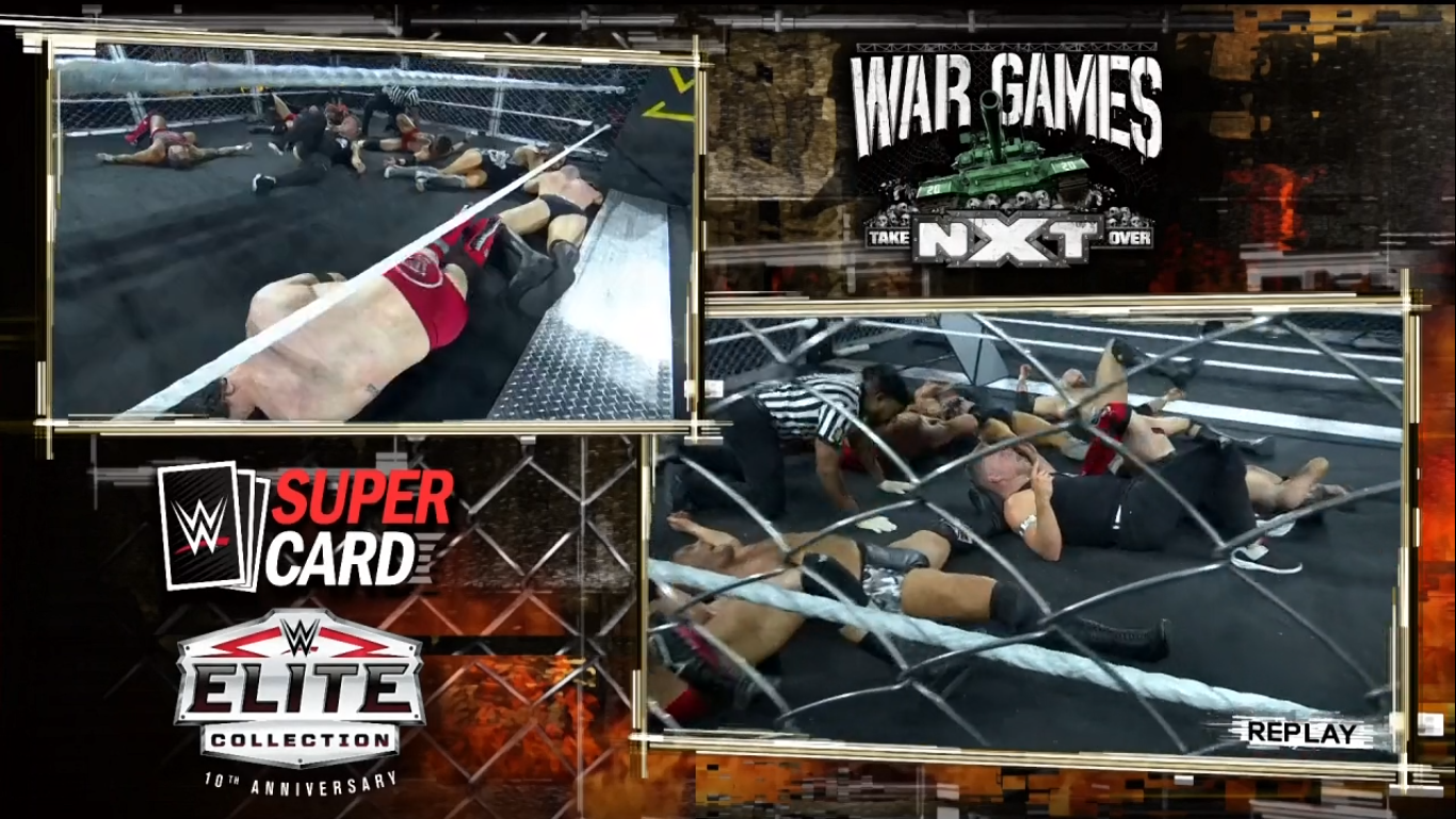 Pat McAfee lanzándose desde lo alto de la estructura en NXT TakeOver: WarGames 2020