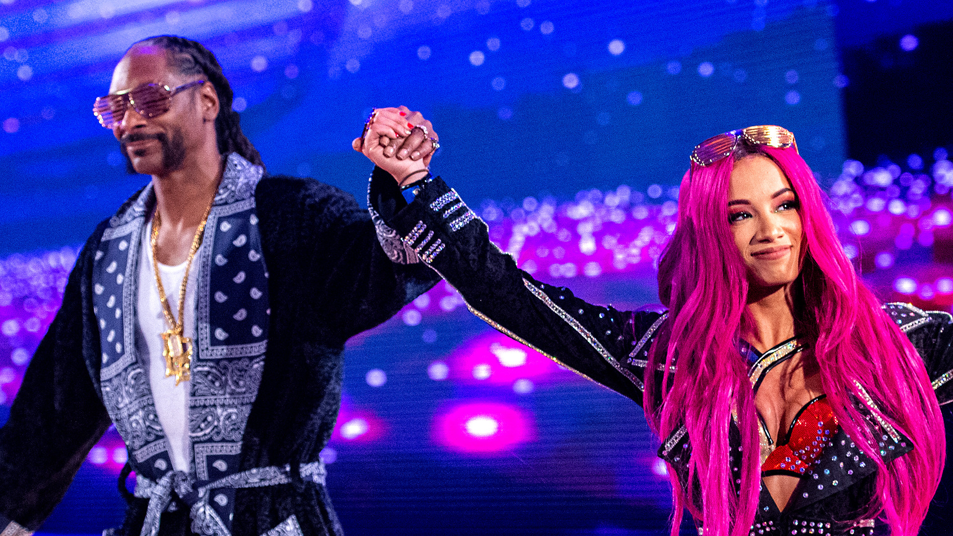 Snoop Dogg y Sasha Banks en WrestleMania 32 - WWE