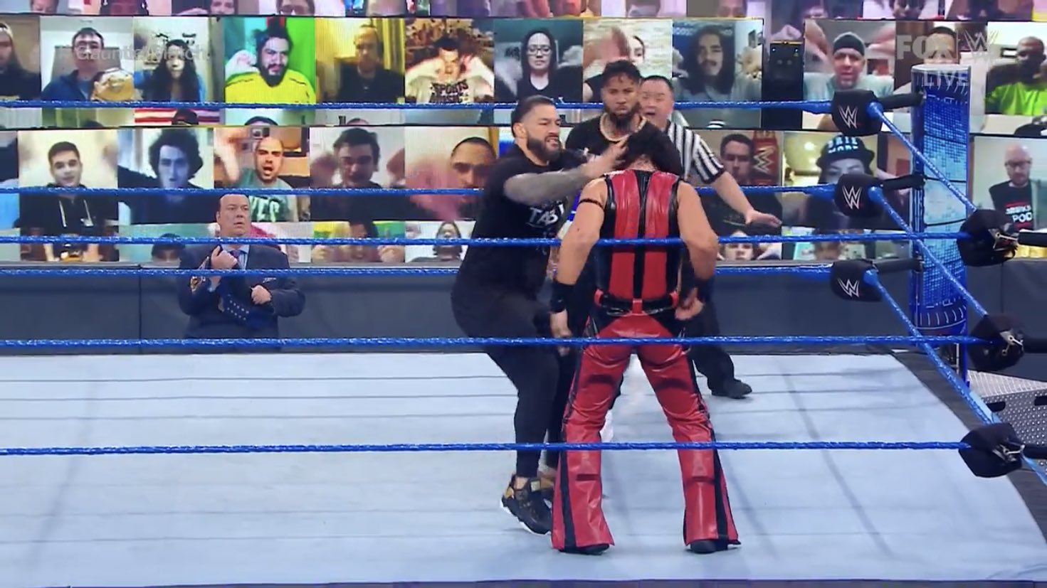 roman reigns y jey uso atacan a shinsuke nakamura smackdown 8 de enero 2021