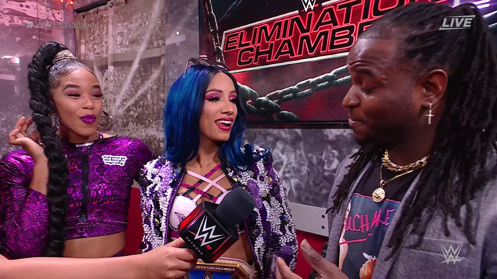 Reginald, Sasha Banks y Bianca Belair - Elimination Chamber 2021