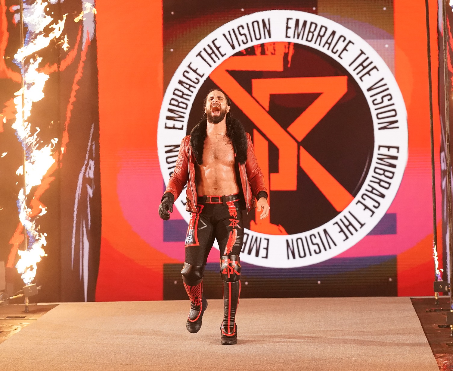 Seth Rollins entrando en WrestleMania