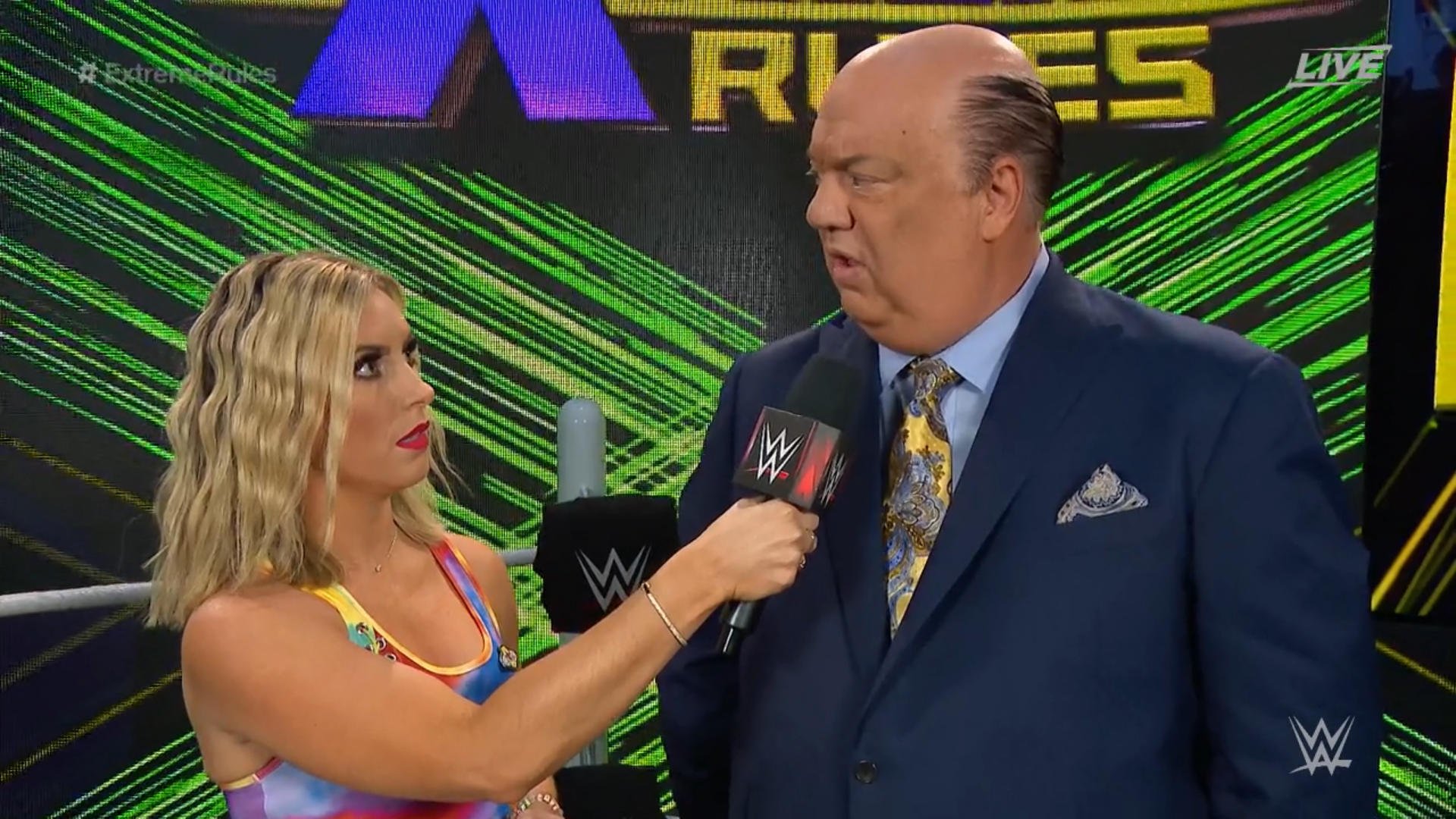 Paul Heyman and Sarah Schreiber - WWE Extreme Rules 2021