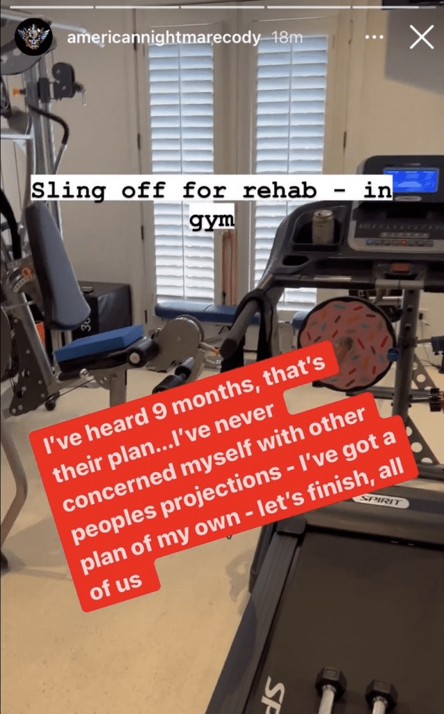 Rehabilitación Cody Rhodes - Instagram