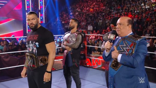 The Bloodline en WWE Raw (Roman Reigns, Jimmy Uso, Jey Uso y Paul Heyman) en WWE Raw (25/07/2022) / WWE