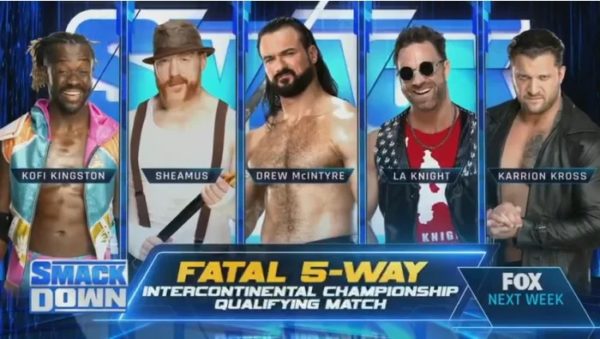 Kofi Kingston vs Sheamus vs Drew McIntyre vs LA Knight vs Karrion Kross para el SmackDown del 10 03 2023 WWE