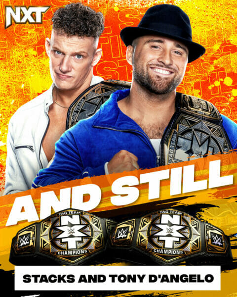 Channing Lorenzo 'Stacks' y Tony D'Angelo como Campeones de Parejas NXT (15/08/2023) / WWE