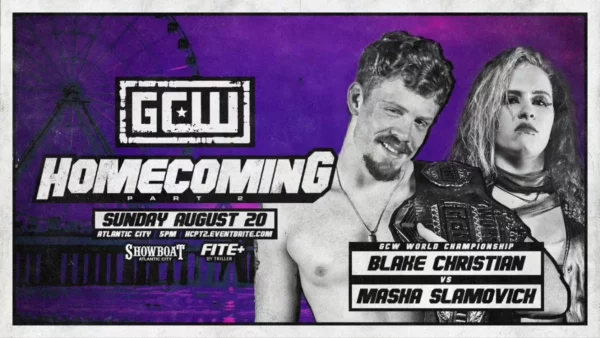 Un póster de regreso a casa con una mujer y un hombre.