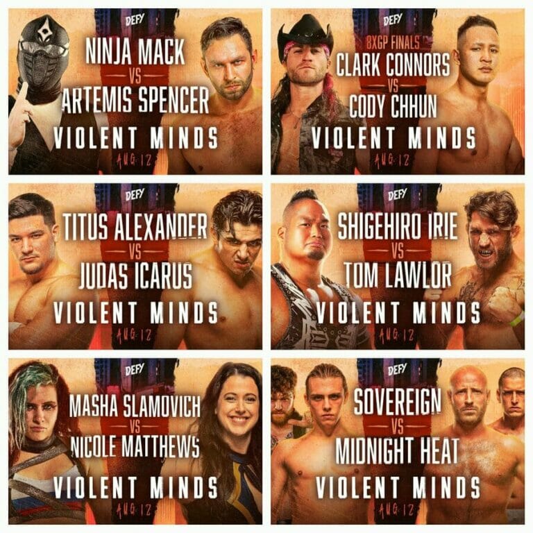 Enfrentamiento WWE vs NXT con resultados de Violent Minds el 12 de julio de 2023.