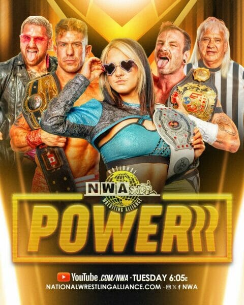 El póster con tecnología ninja que presenta los resultados del episodio 125 de NWA Powerrr del 12 de septiembre de 2023.