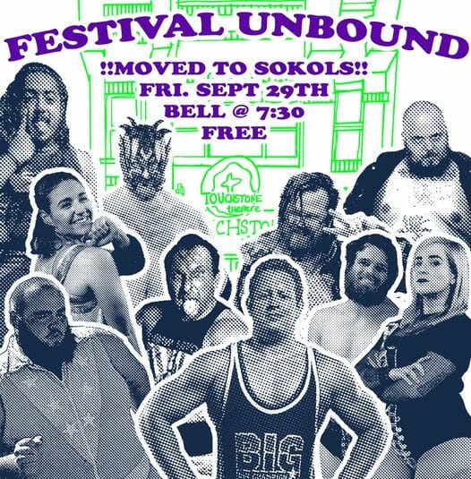Superluchas - Un cartel del festival Unbound con luchadores de la LVCA.