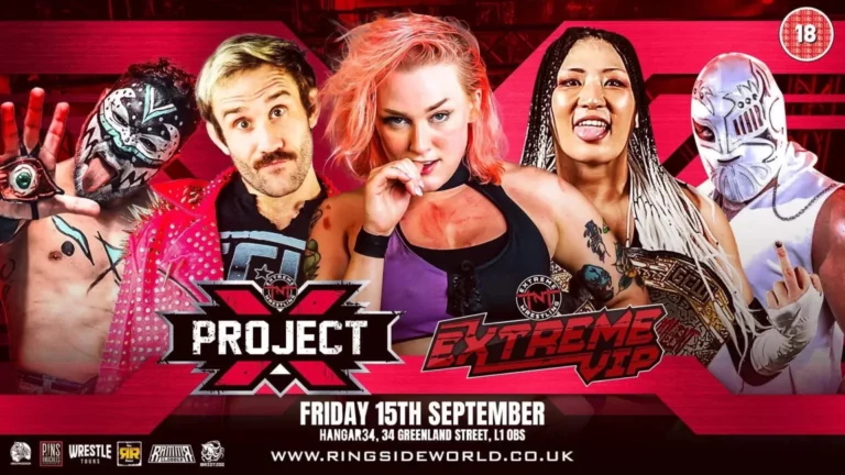 Un póster del Proyecto X con los resultados de TNT Extreme Wrestling.