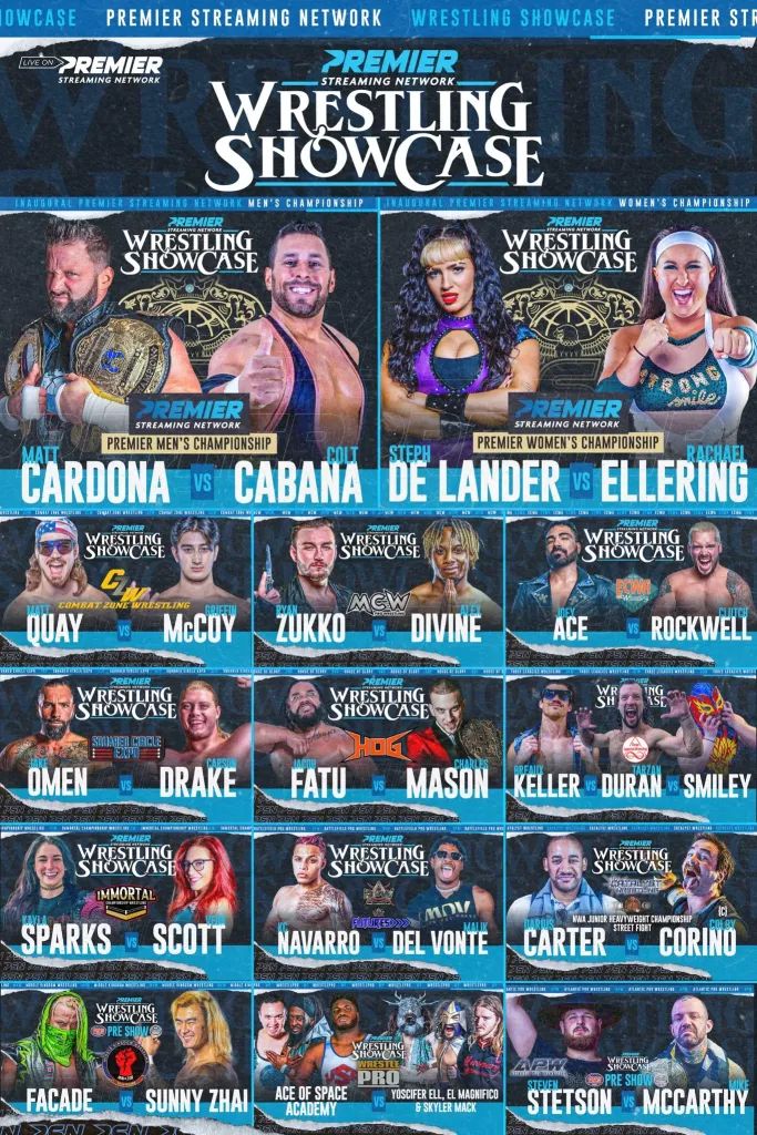 Póster de Wrestling Showcase con Resultados Premier Streaming Network, 9 de septiembre de 2023.