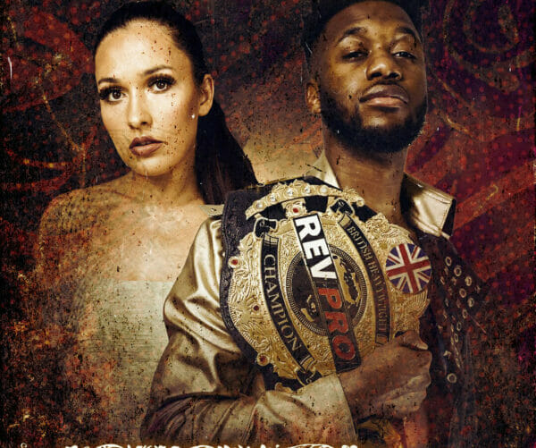Un cartel de un combate de boxeo protagonizado por el primer luchador de REV PRO para Fantasticamanía UK.