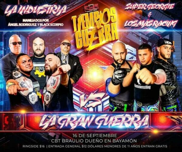 Un cartel de un combate de lucha libre.