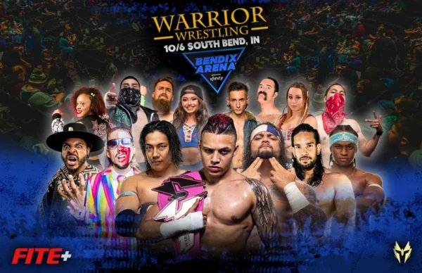 Superluchas - El cartel de Resultados Warrior Wrestling 6 de octubre 2023 presenta a múltiples guerreros.