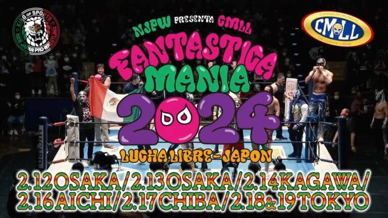 Superluchas - Un cartel anunciando el combate de boxeo NJPW-CMLL.