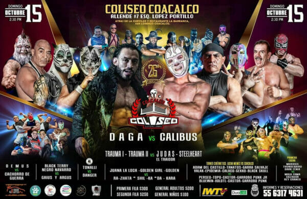 Superluchas - Celebración de un combate de lucha libre en el 26 aniversario de La Arena Coliseo de Coacalgo.