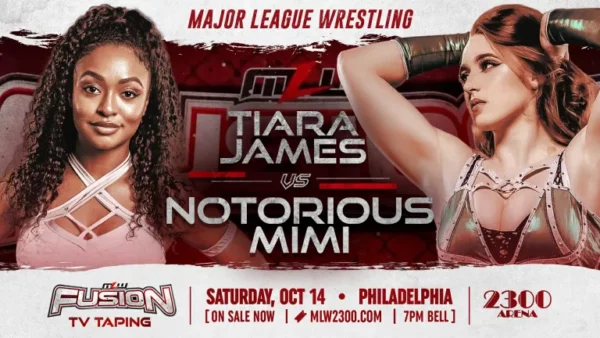 Superluchas - El cartel del combate de la WWE entre Tara James y Notorious Mimi en Slaughterhouse.