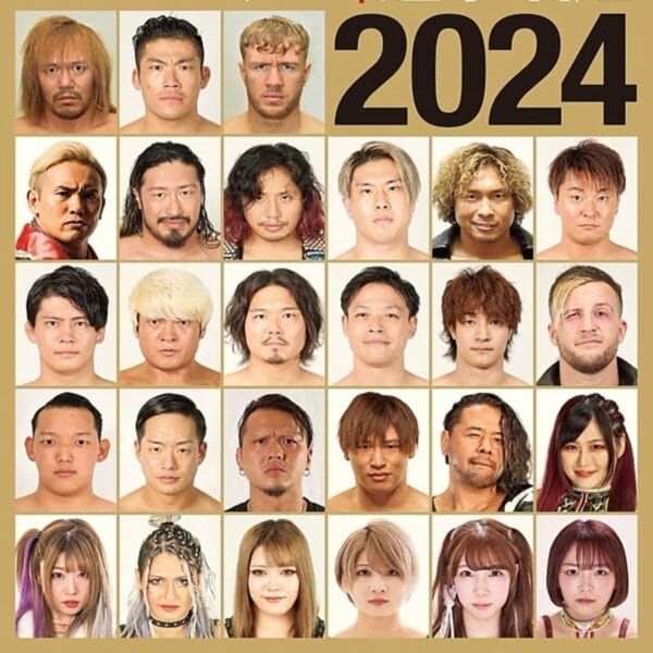 Superluchas - Un cartel que muestra lo mejor de la lucha libre japonesa en 2024, presentado en la revista Anuario Weekly Pro Wrestling.