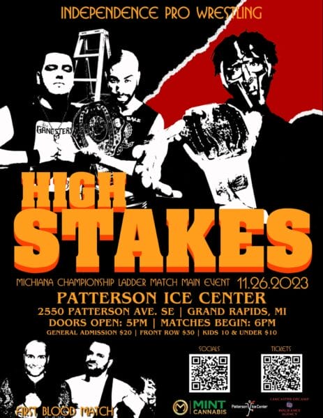 Superluchas - ¡Únase a nosotros en Patterson Ice Center para el evento de alto riesgo, Resultados Independence Pro Wrestling el 26 de noviembre!
