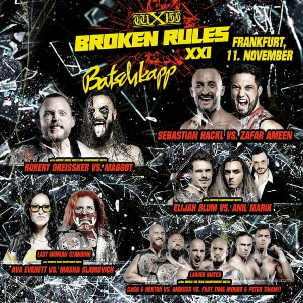 Superluchas - El cartel del evento de lucha libre Broken Rules XXI del 11 de noviembre de 2023.