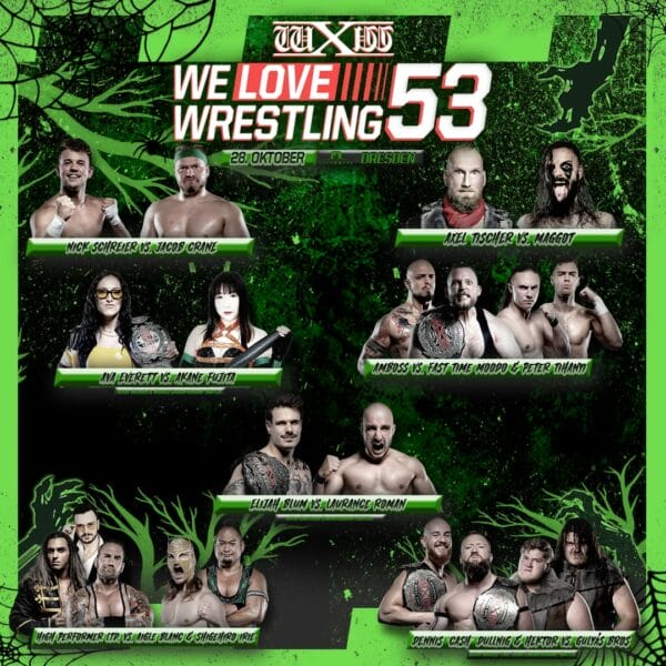 Superluchas - Resultados de Póster de We Love Wrestling 53 que presenta el evento Westside Xtreme Wrestling del 4 de noviembre de 2023.