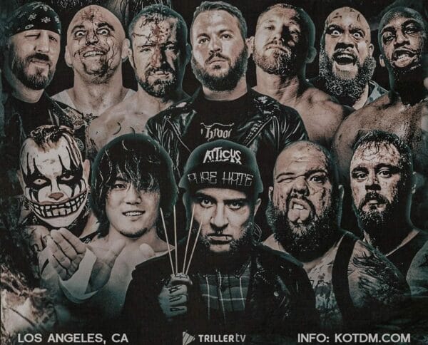 Superluchas - Un cartel que anuncia el evento "King of The Death Matches 2023" en Los Ángeles con el luchador Pagano.