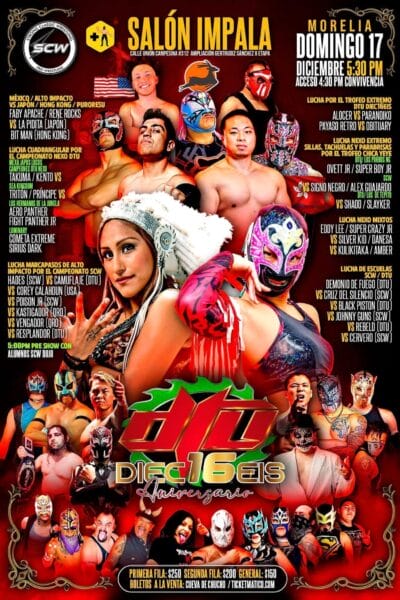 Superluchas - Un cartel de un evento de lucha libre en República Dominicana que celebra el 16º aniversario de DTU.