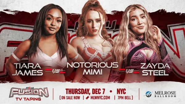 Superluchas - Tiara James y Zayda Steel se enfrentan a Notorious Mimi en WWE Fusion en TVN NYC este martes.