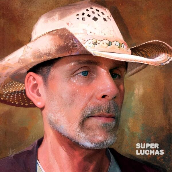 Superluchas - Una pintura de un hombre con sombrero de vaquero con Shawn Michaels.