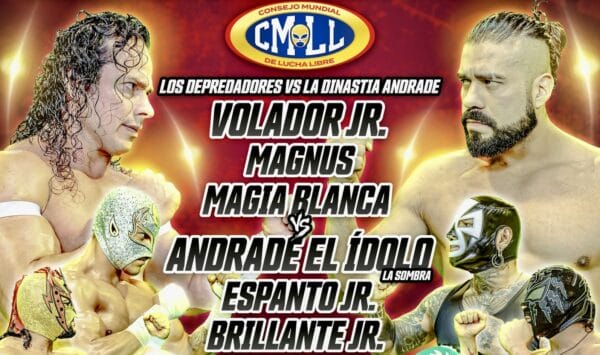 Superluchas - Un cartel para el reencuentro entre Andrade y Volador Jr. en una lucha de lucha libre.