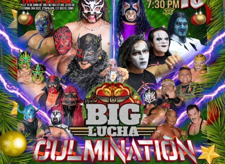 Superluchas - Un cartel para el gran evento de lucha Lucha Grande Culmination 2023.