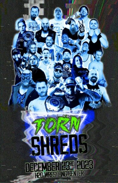 Superluchas - El cartel de Torn 2 Shreds en Resultados H2O Wrestling el 23 de diciembre de 2023.