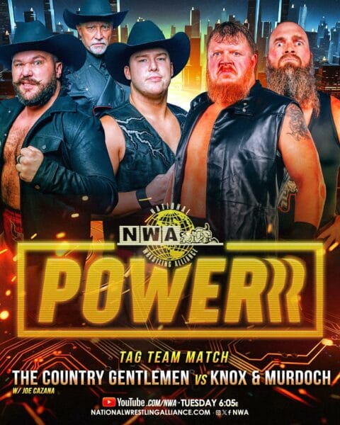 Superluchas - Un cartel que muestra el increíble poder ninja de cuatro hombres.