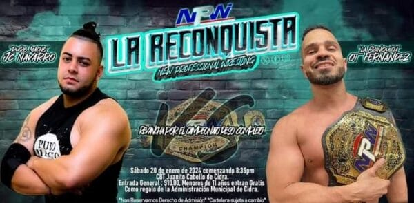 Superluchas - Un cartel con dos luchadores uno al lado del otro.