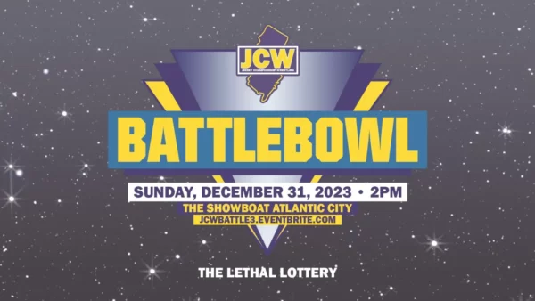 Superluchas - El logotipo del JCW Battle Bowl se muestra sobre un fascinante fondo estrellado.