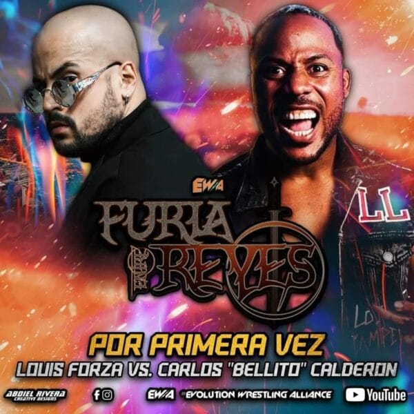 Superluchas - Un cartel del primer evento de lucha libre entre dos hombres, que muestra la feroz batalla de Fury Entre Reyes en 2024.