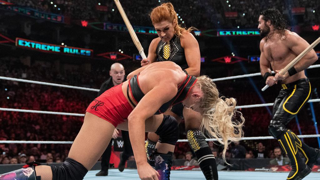 Becky Lynch Seth Rollins Lacey Evans Baron Corbin Extreme Rules 2019
